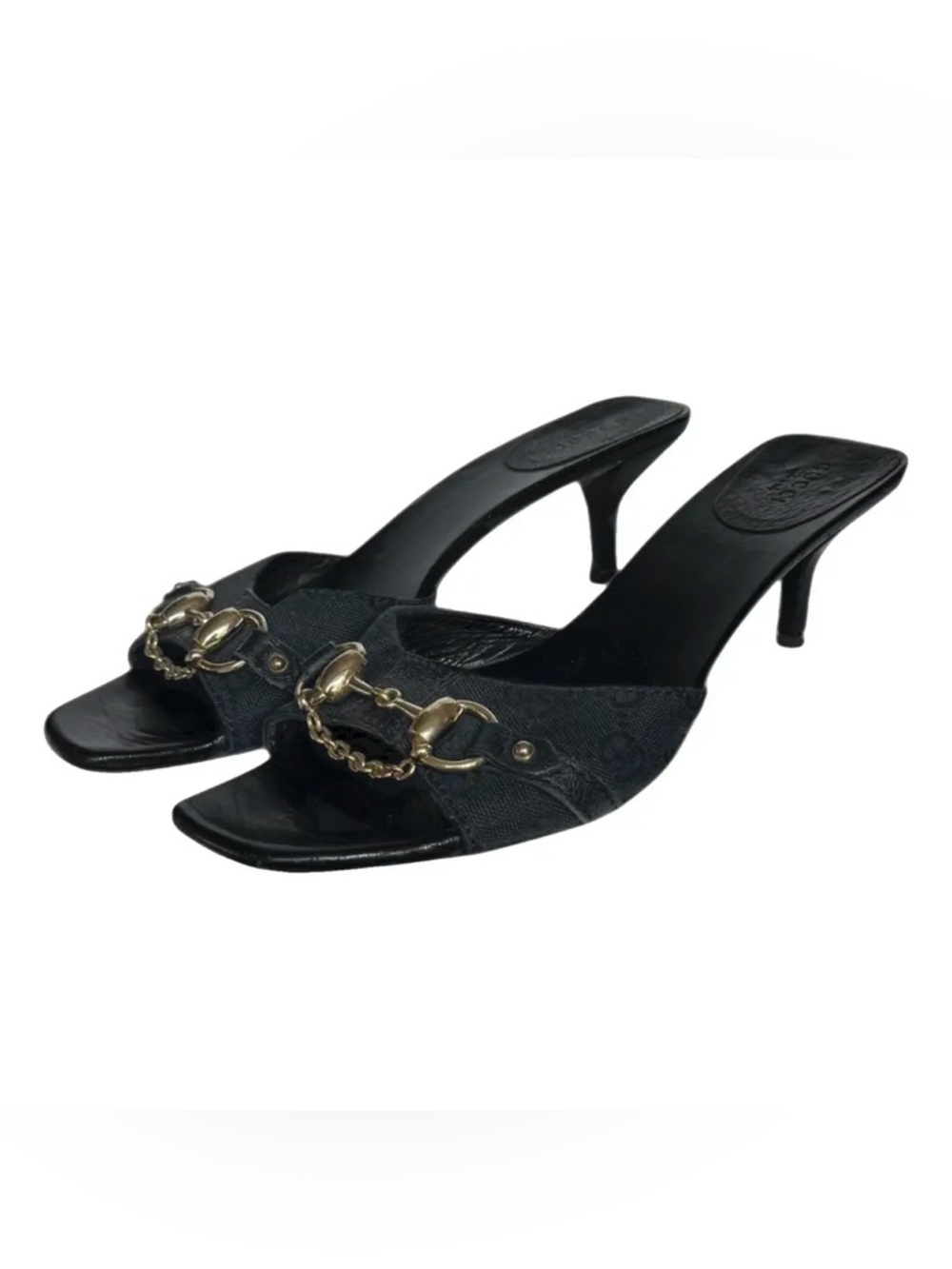 Gucci Black Leather Horsebit Mules with Gold Hardware Size 9 - Picture 6 of 6